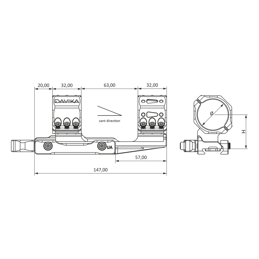 34 мм монтаж за оптика с наклон | Picatinny QD Ergo основа