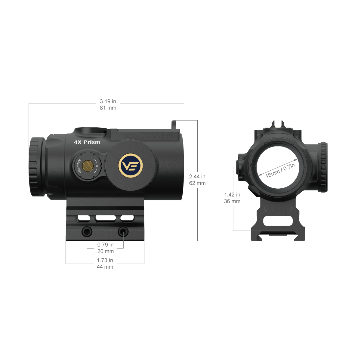 Vector Optics Paragon 4x24 ултра компактен призматичен мерник за пушка