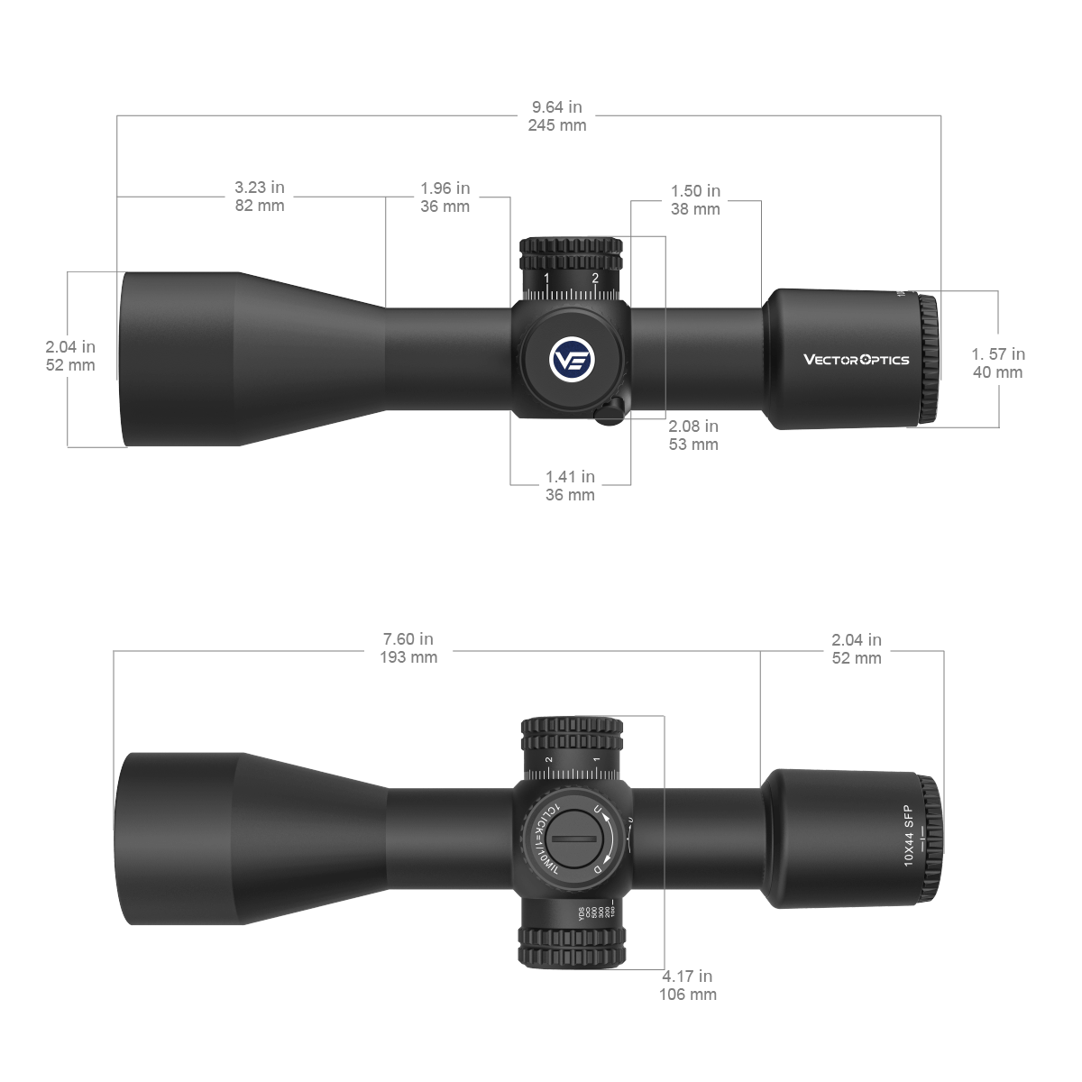 Vector Optics Veyron 10x44 SFP компактен оптически прицел за пушка Vector Optics