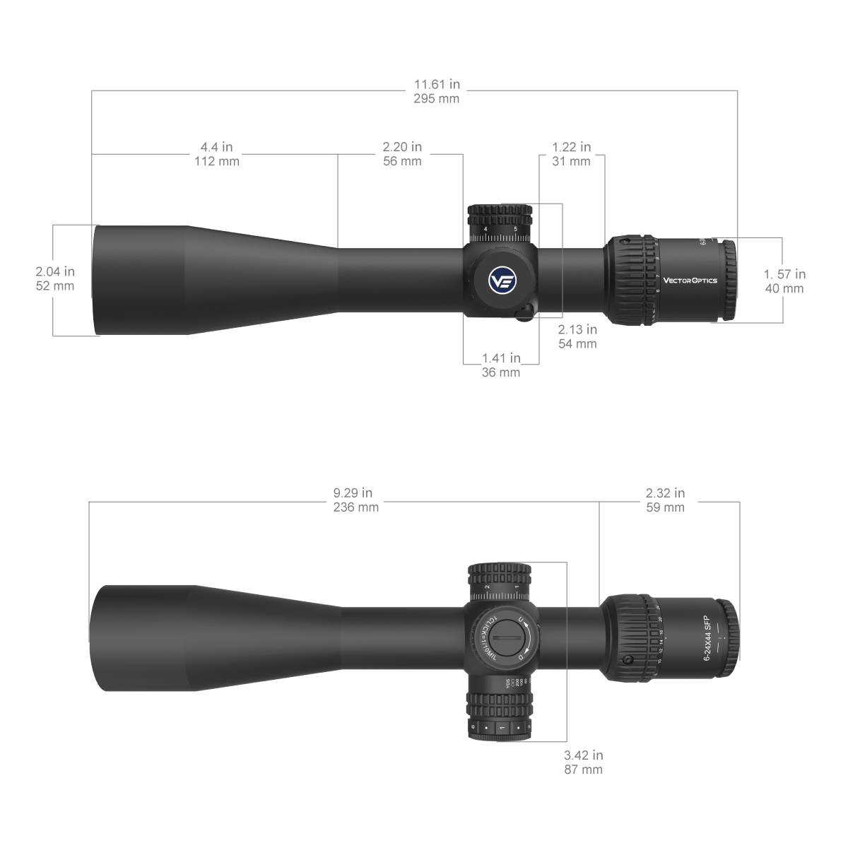 Vector Optics Veyron 6-24x44IR SFP компактен оптически прицел за пушка