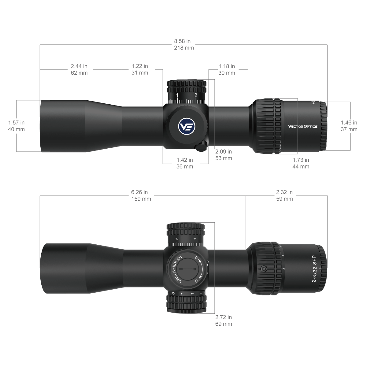 Vector Optics Veyron 2-8x32IR компактен оптически прицел за пушка Vector Optics