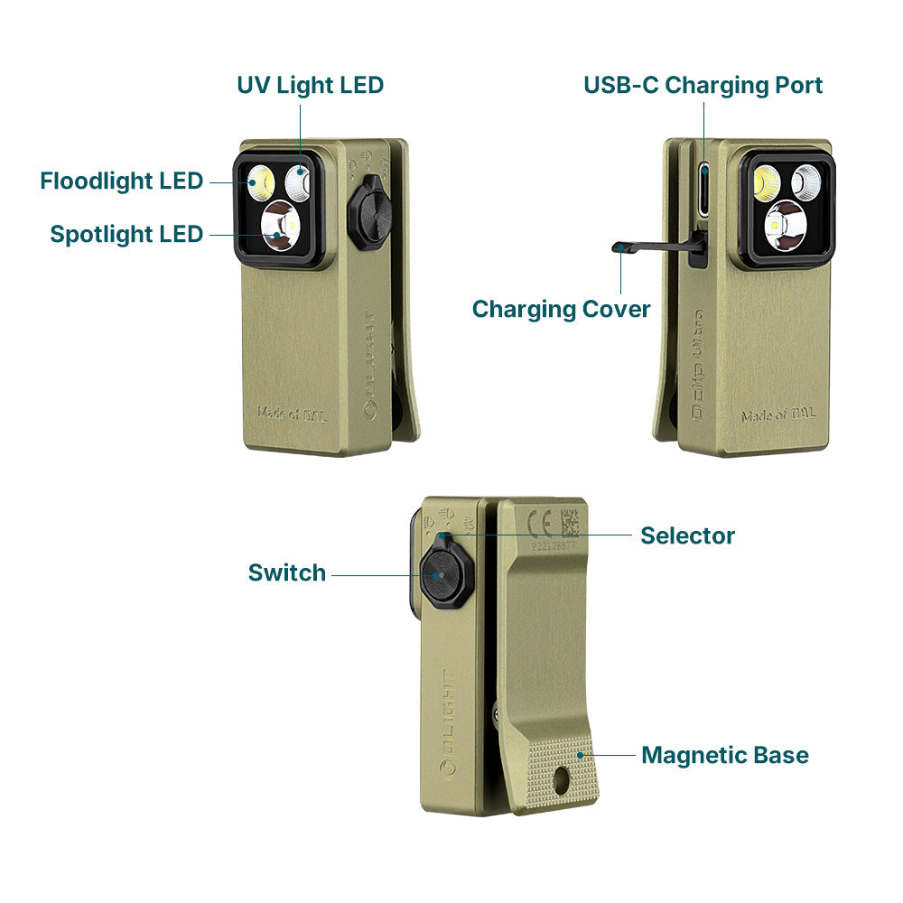 Olight Oclip Ultra | 3-в-1 EDC фенер с клипс | 530 lm - Olive Green