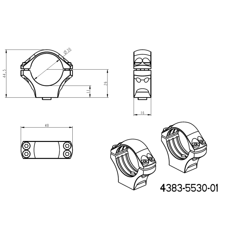 30mm монтажи за оптика | двукомпонентна пикатини основа с QD лостове 