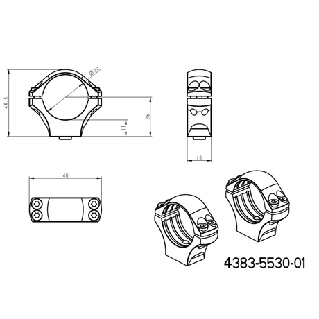 30mm монтажи за оптика | двукомпонентна Picatinny QD Ergo основа 