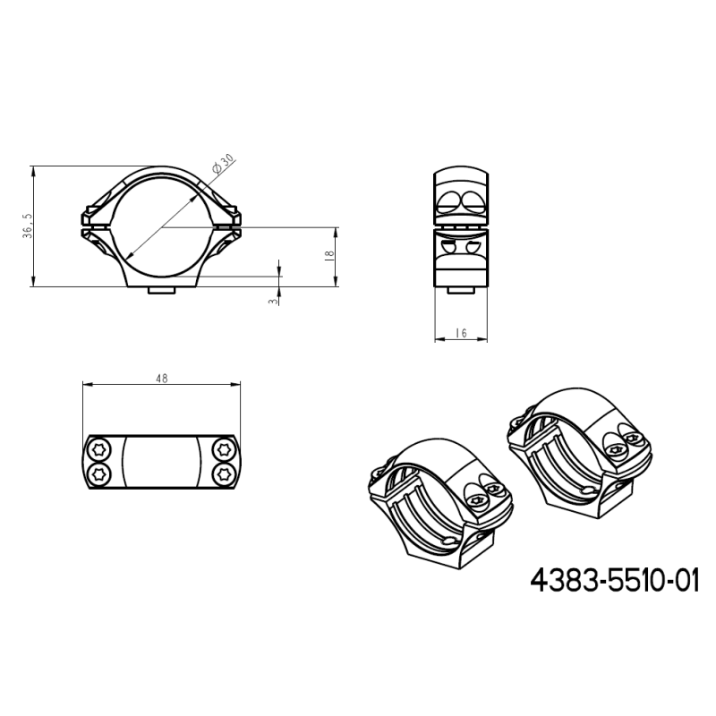 30мм монтажи за оптика | къса Picatinny QD Ergo основа 