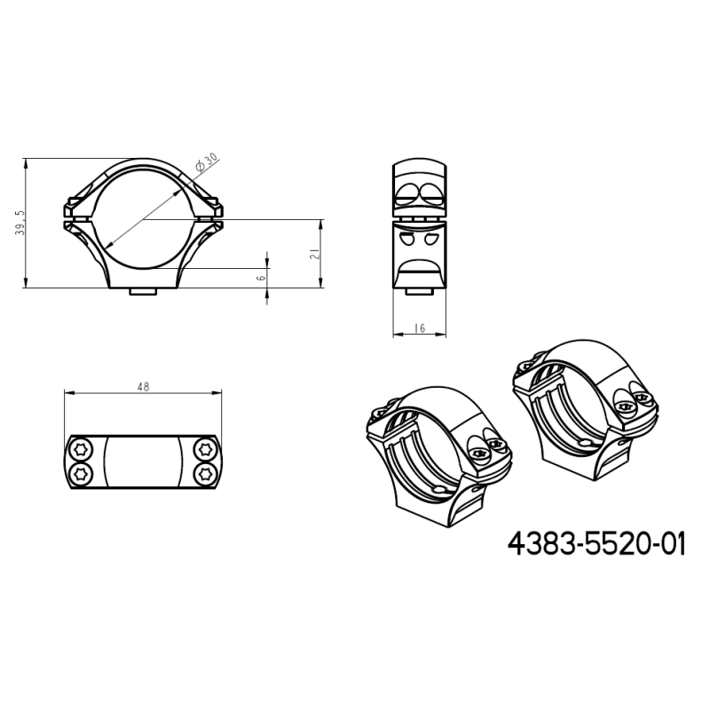 30 мм монтажи за оптика | дълга Picatinny QD Ergo база 