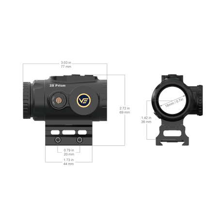Vector Optics Paragon 3x18 ултракомпактен призматичен мерник за пушка