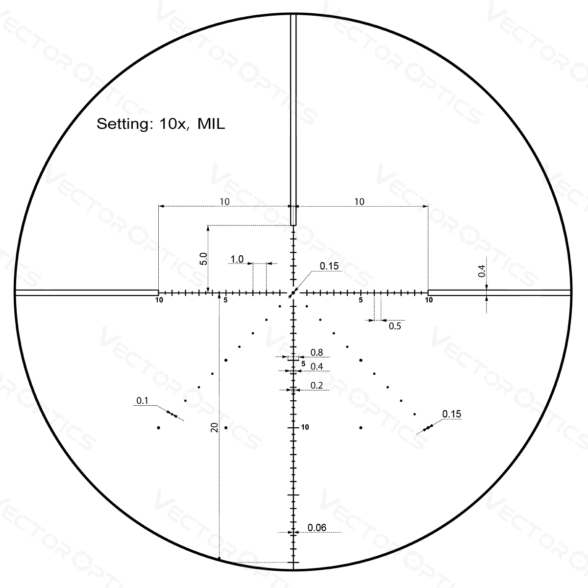 Vector Optics Veyron 10x44 SFP компактен мерник за пушка 