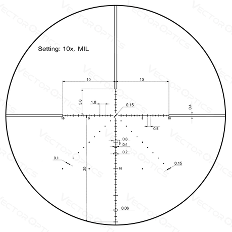 Vector Optics Veyron 10x44 SFP компактен оптически мерник за пушка