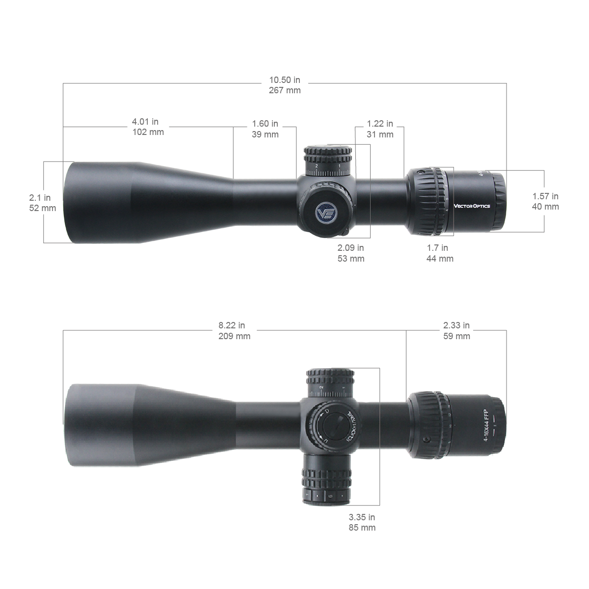 Vector Optics Veyron 4-16x44 IR Първа фокусна равнина Осветен мерник за пушка 