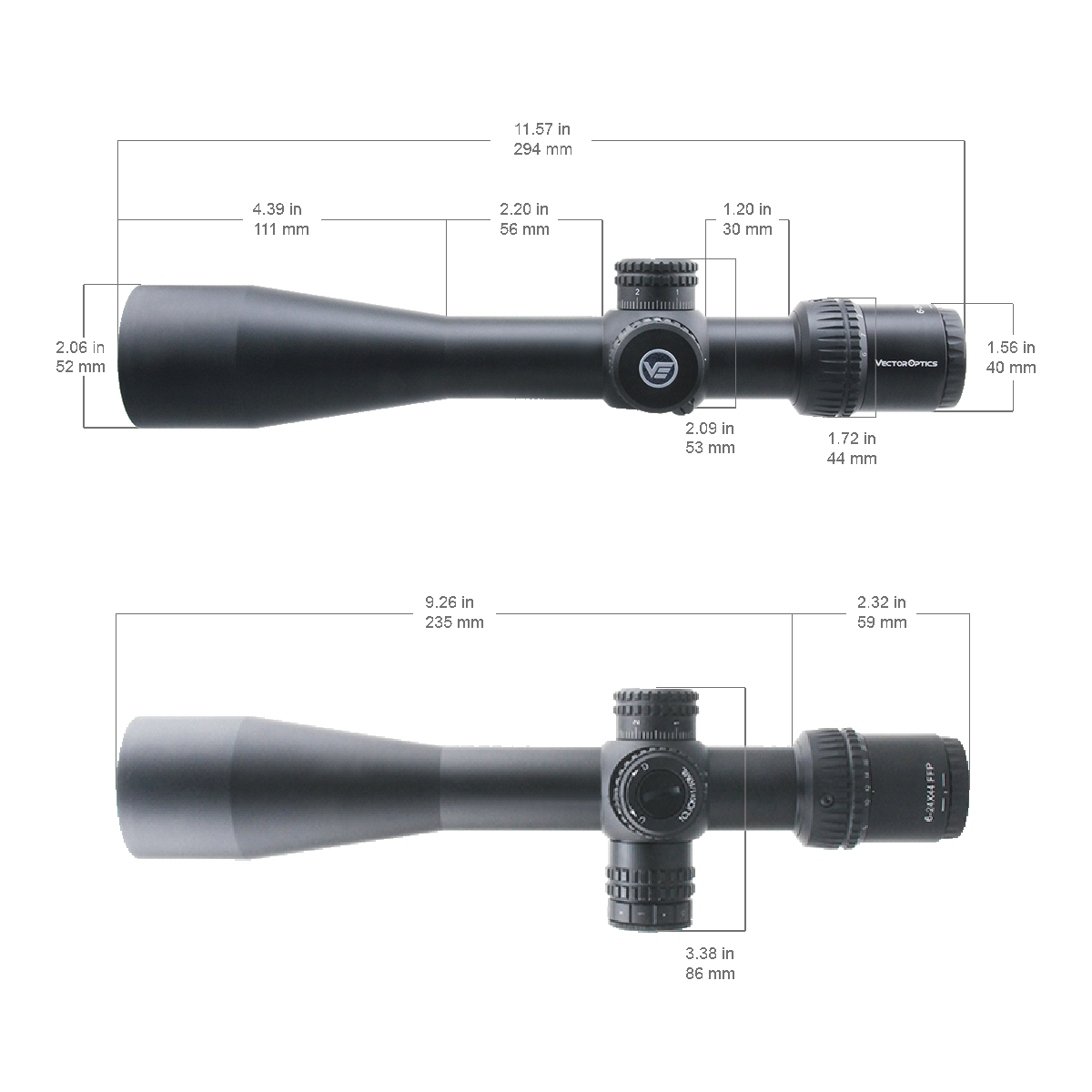 Vector Optics Veyron 6-24x44 IR Първа фокусна равнина Осветен мерник за пушка 