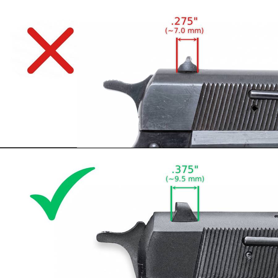 Browning Hi-Power [Vigilante Mark III Practical HP40] регулируеми мерни прибори | бели точки