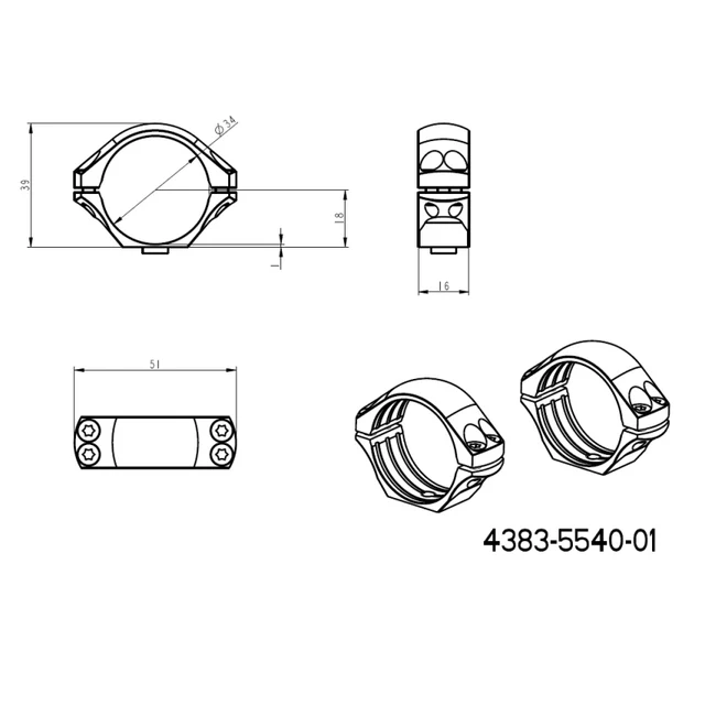 34 мм монтажи за оптика | дълга тактическа основа Picatinny QD 