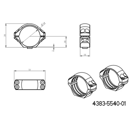 34 мм монтажи за оптика | дълга тактическа основа Picatinny QD 