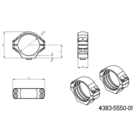 34 мм монтажи за оптика | дълга тактическа основа Picatinny QD 