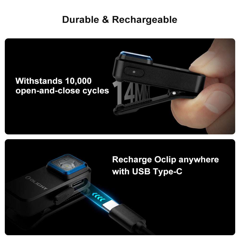 Olight Oclip | презареждаща се EDC клипс лампа | 300 lm - Черен
