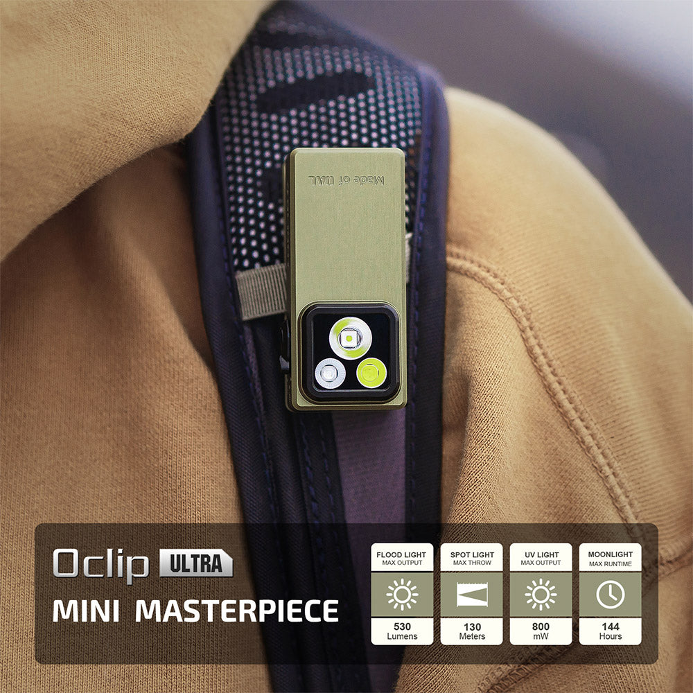 Olight Oclip Ultra | 3-в-1 EDC фенер с клипс | 530 lm - Olive Green